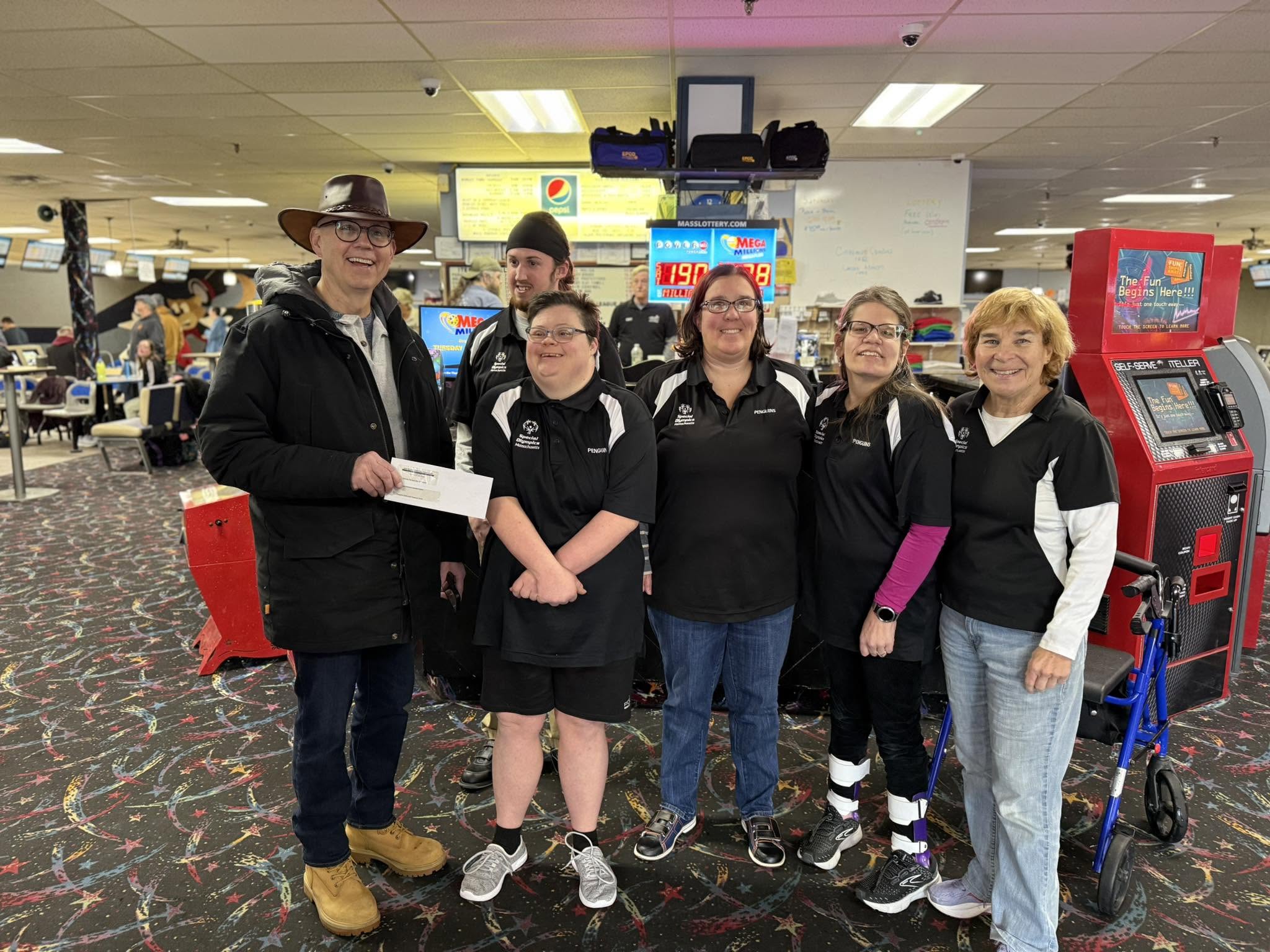 Group of people at a bowling alley